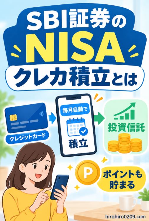 SBI証券のNISAクレカ積立でクレジットカードから毎月自動で投資信託を購入しポイントも貯まる仕組み