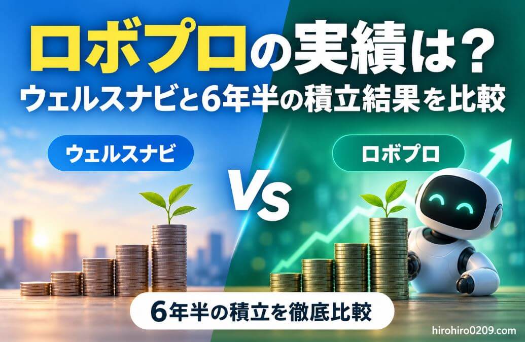 ロボプロとウェルスナビに6年半積立投資した結果を比較したイメージ画像