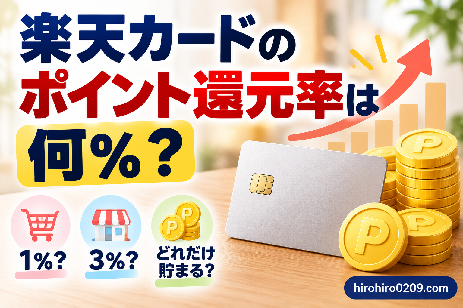 楽天カードのポイント還元率は何％か、1％・3％の違いや貯まるポイントを解説するイメージ画像